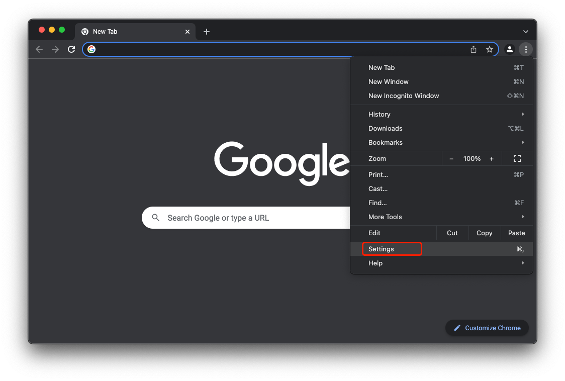Chrome settings Chrome settings