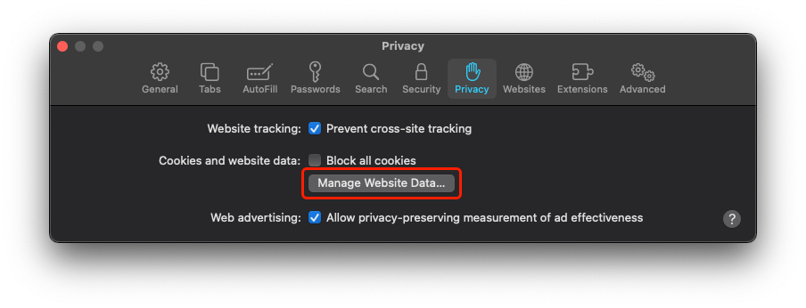 Privacy tab Privacy tab