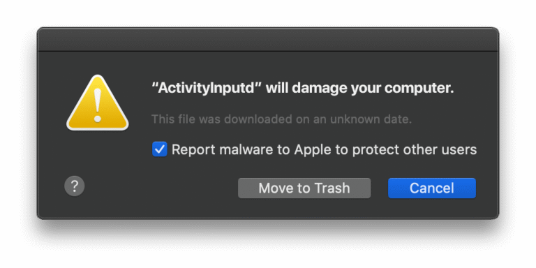 ActivityInputd will damage your computer alert on Mac